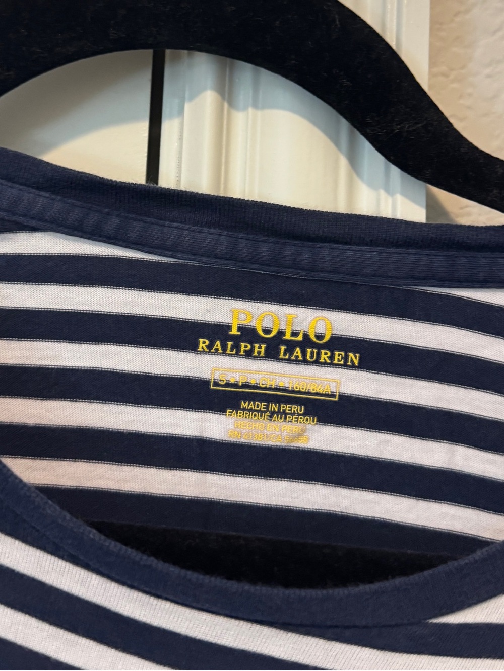 Polo Ralph Lauren Striped Short Sleeve T-Shirt Navy White Size S - Picture 3 of 6